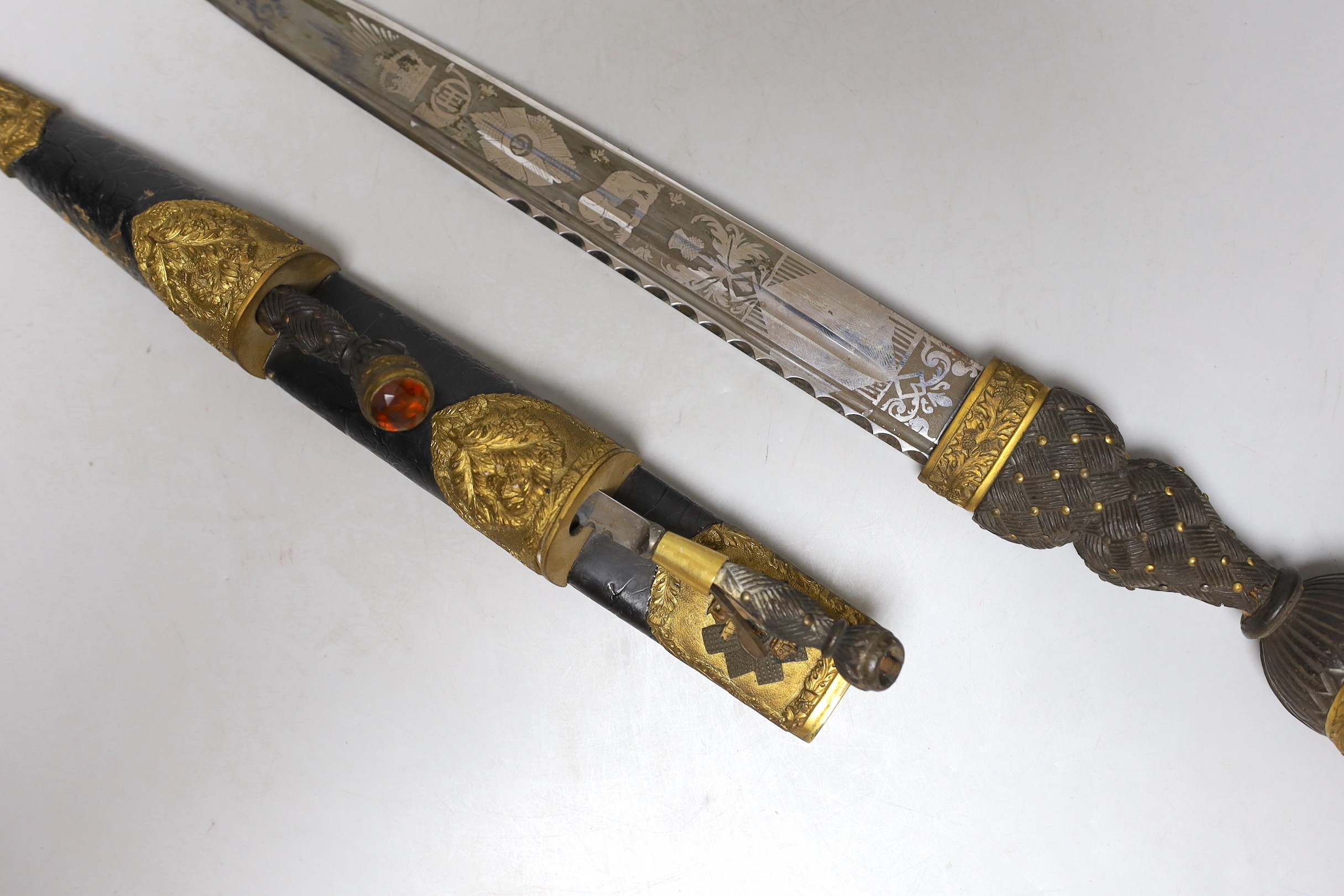 A Victorian Scottish dirk, Cairngorm lacking, 48cms long